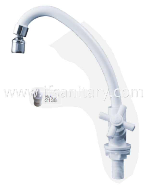 Long Gooseneck Swivel Faucet Abs White Sink Tap